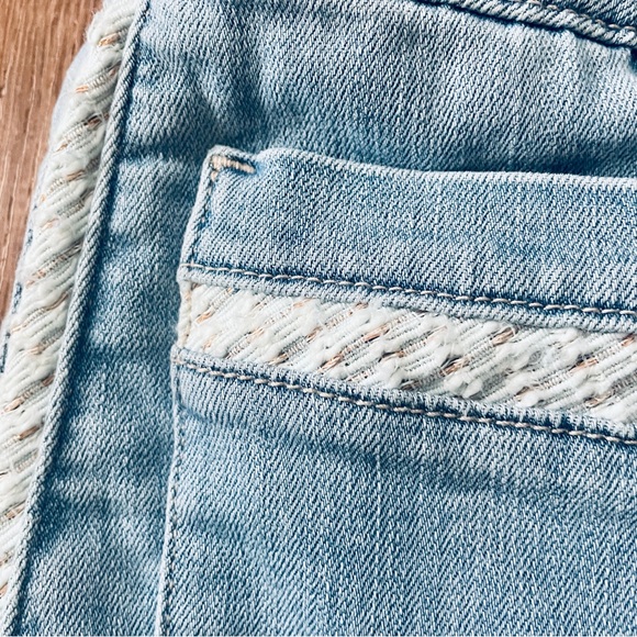 Democracy Absolution Light Wash Blue Denim Jeans Wide Leg Metallic Tweed Detail - Picture 6 of 10